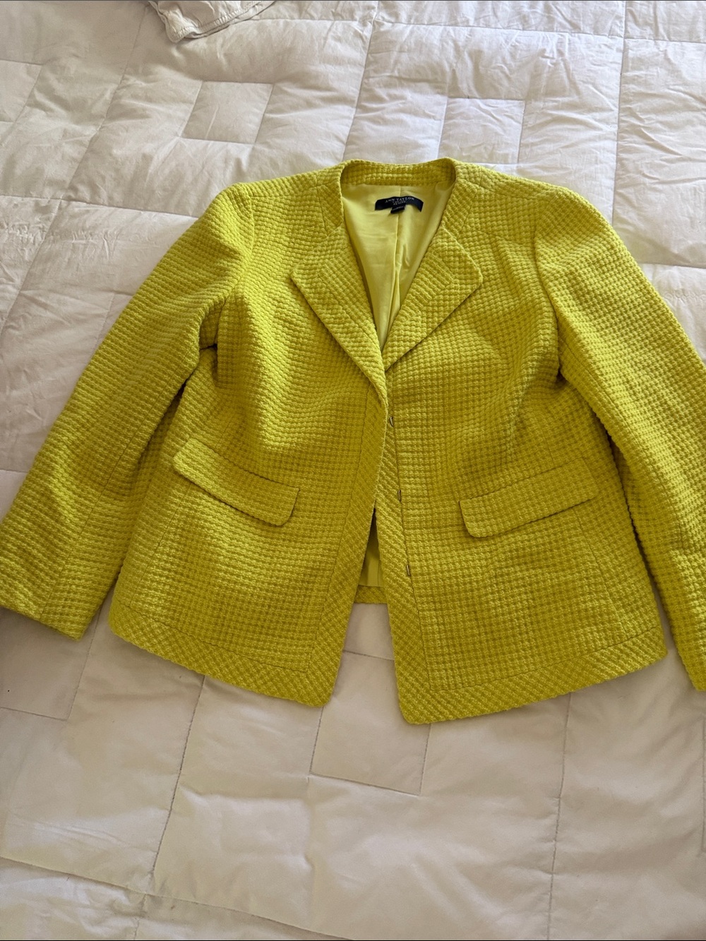 Ann Taylor Bright Yellow Textured Blazer